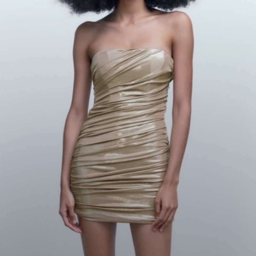 Metallic gold Zara cocktail dress